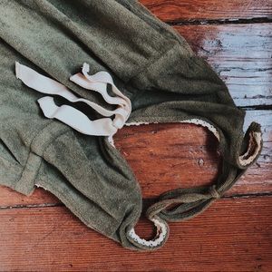 Vintage Olive Green Halter Mini Towel Dress